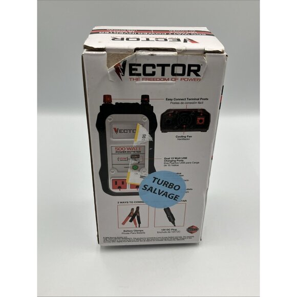 VECTOR 500 Watt Power Inverter, Dual Power Inverter, Two USB Charging Ports - Picture 10 of 11
